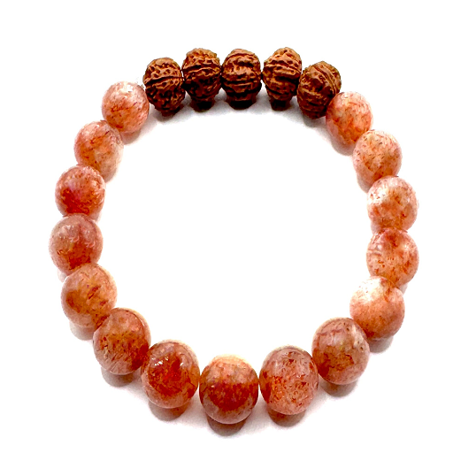 Sunstone Bracelet with Rudraksha
